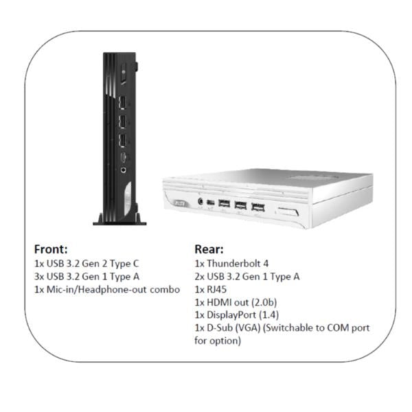 Msi pro dp10 13m-002eu pc/stazione di lavoro intel® core™ i5 i5-1340p 8 gb ddr4-sdram 512 gb ssd windows 11 pro mini pc nero - 9S6-B0A611-002