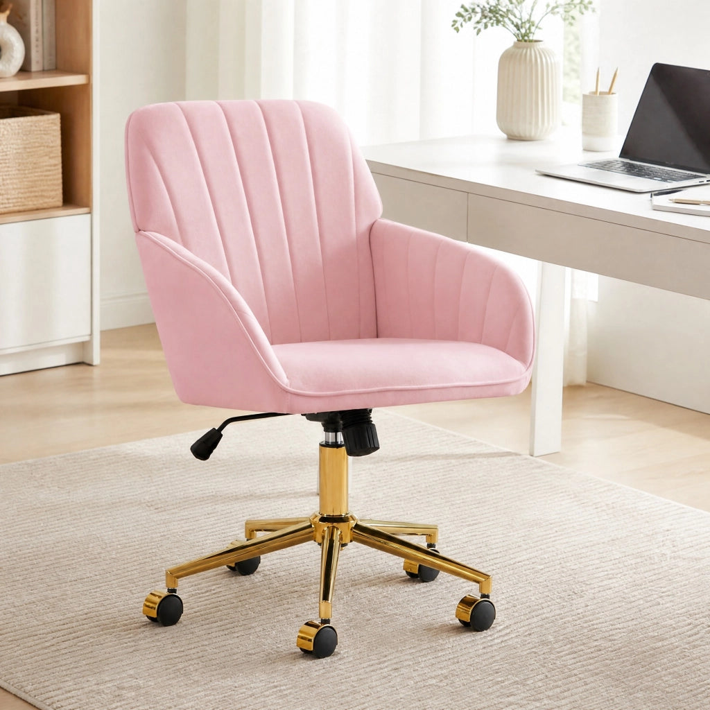 SEDIA DA UFFICIO Girevole Regolabile 50-59 cm Velluto Rosa
