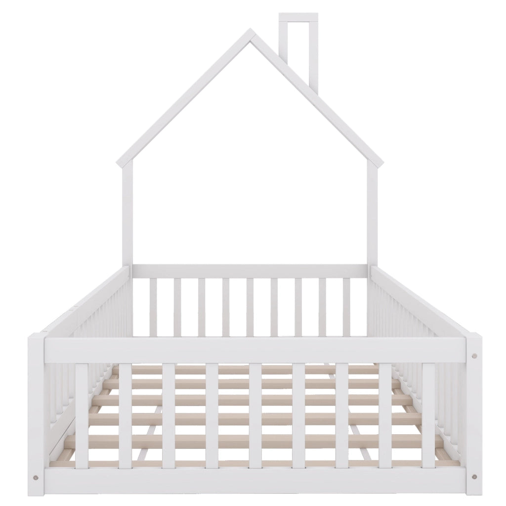 Letto per bambini 90x200 cm con design a casetta e sponde di sicurezza