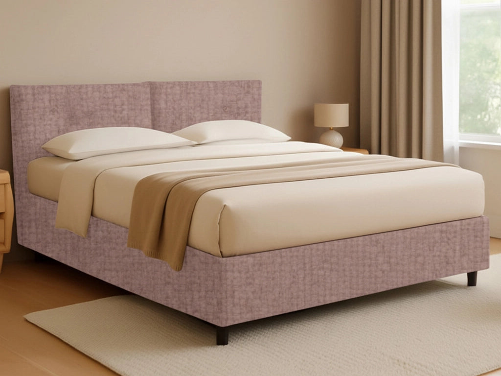 Leeds, Letto Piazza e Mezza Sfoderabile Made in Italy, Rosa Antico