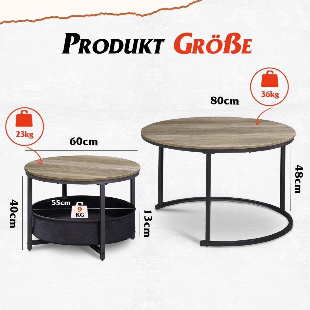 Tavolo rotondo moderno ¨C zephmum ¨C effetto quercia grigia 80 cm