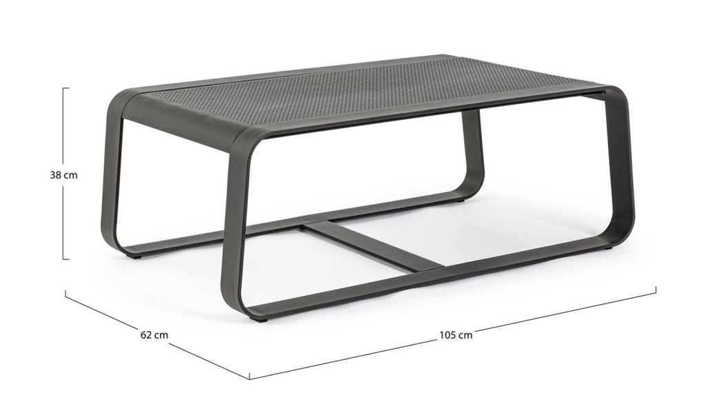 Tavolino da Esterno 105x62x38h cm in Alluminio Merrigan Antracite