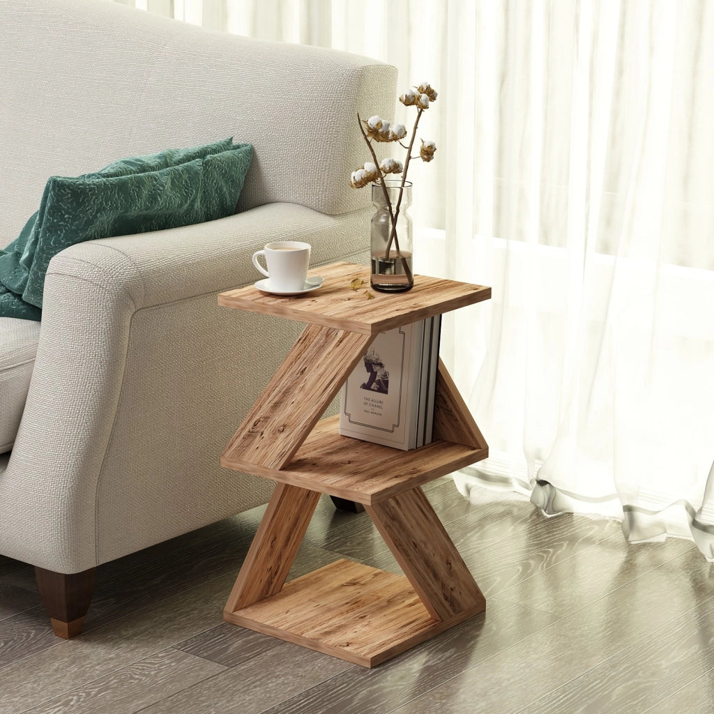 Tavolino laterale in legno "Albeni" - 29 x 29 x 54 cm - Pino atlantico