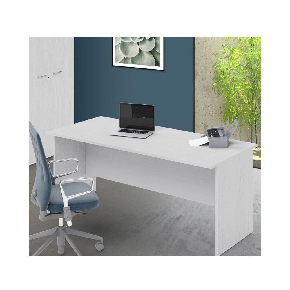 Scrivania per ufficio 180x80x74H bianco frassinato Ibisco – Made in Italy
