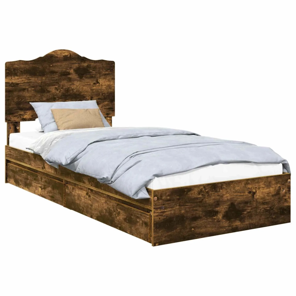 Letto con Contenitore con testiera Rovere fumé 100 x 200 cm