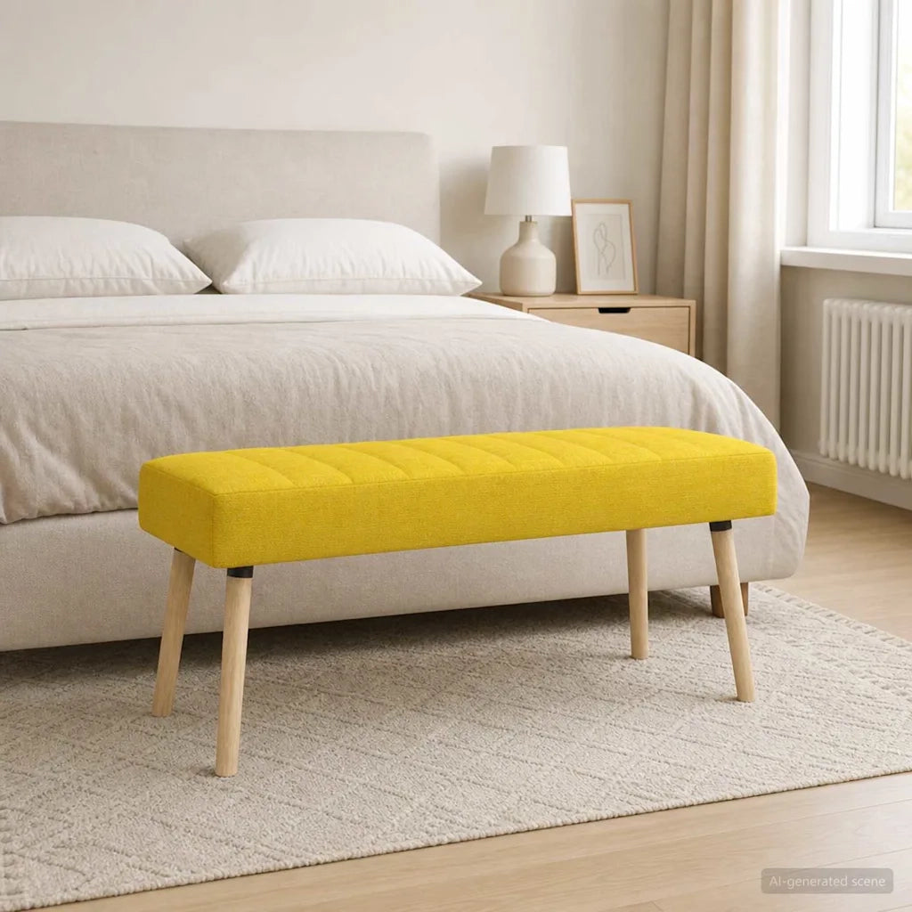 Panchina trapuntata a canale Giallo Chiaro 110 x 40 x 46 cm 42038497
