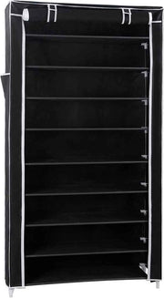 Rack per scarpe con 10 livelli - con copertura impermeabile - cassettone per scarpe per 40 pair - nero