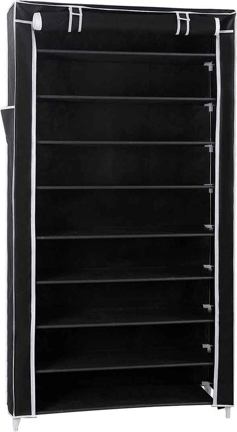 Rack per scarpe con 10 livelli - con copertura impermeabile - cassettone per scarpe per 40 pair - nero