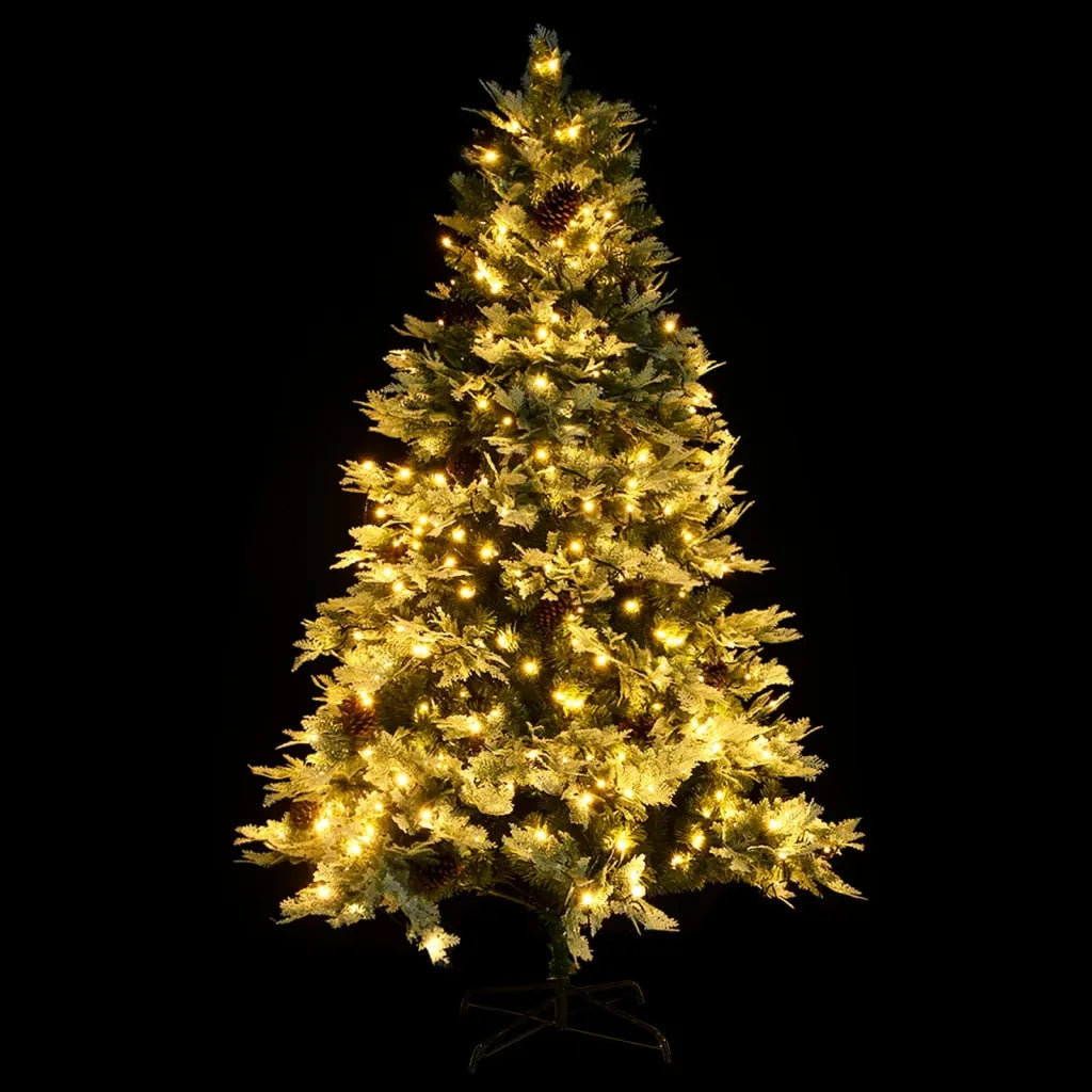 Albero di Natale Preilluminato con Pigne Verde 195 cm PVC e PE 344297