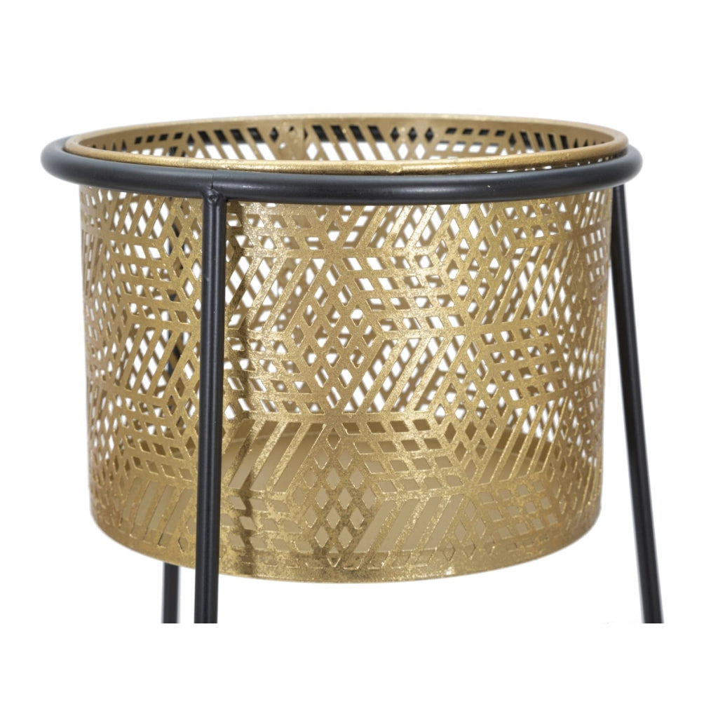 Set di 2 Vasi per Piante VKH395, Oro, Metallo, 37x37x76 cm