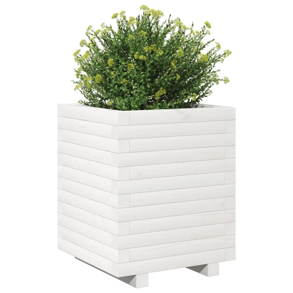 Fioriera da Giardino Bianca 40x40x49,5cm Legno Massello di Pino 3282510