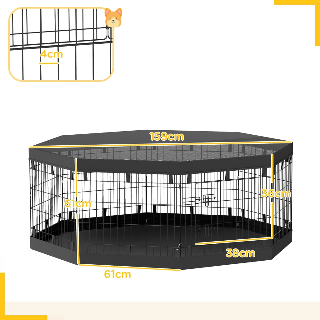 Recinto per cani 8 pannelli pieghevoli con porta ¨C zephmum ¨C nero 61x61 cm