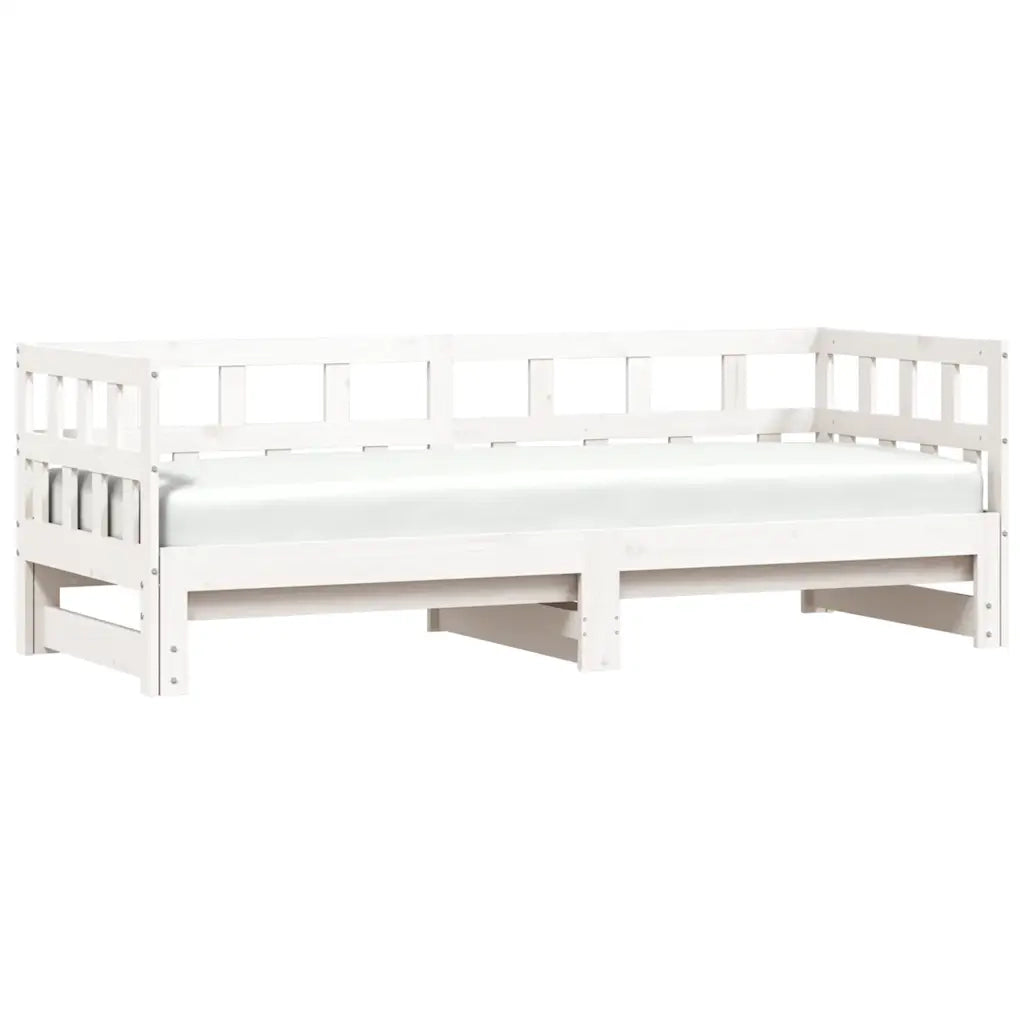 Divano Letto con Letto Estraibile Bianco 80x200cm Massello Pino 836208