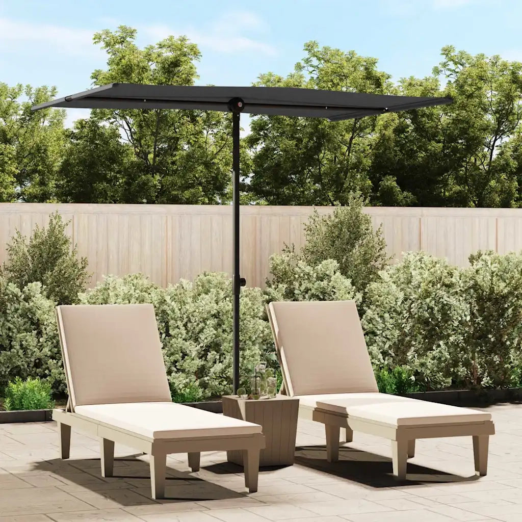 Ombrellone da Giardino con Palo in Alluminio 2x1,5 m Nero 47342