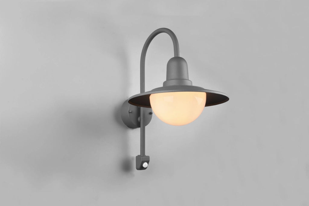NORMAN APPLIQUE DA ESTERNO ALLUMINIO ANTRACITE CON SENSORE H. 45,5CM IP44 1 LUCE ATTACCO E27