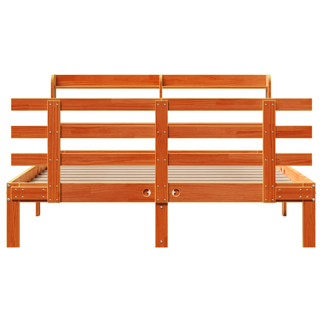 vidaXL Giroletto con Testiera Marrone Cera 150x200 cm Massello Pino