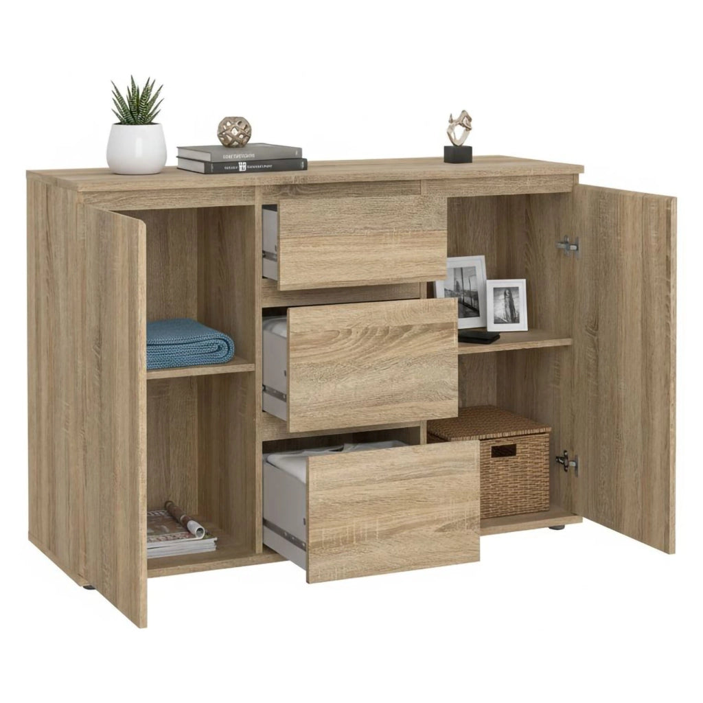 Credenza Zumpano, Buffet da soggiorno, Madia da salotto, Dispensa da cucina, 119x40 h84 cm, Quercia