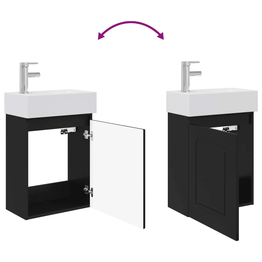 Mobile bagno con rubinetto Nero 45,5 x 22,5 x 84 cm 889462