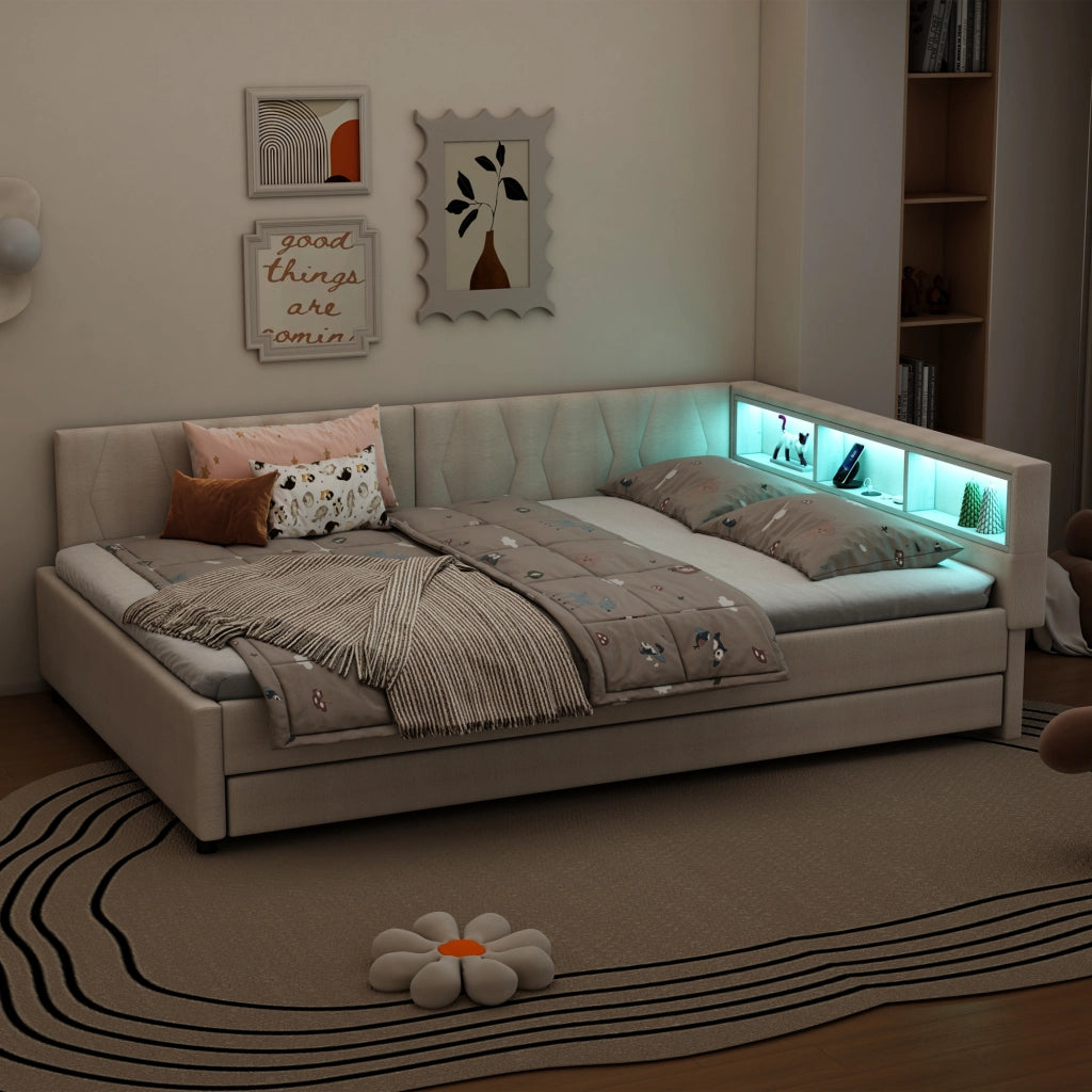 Letto giorno funzionale in lino 140x200 cm