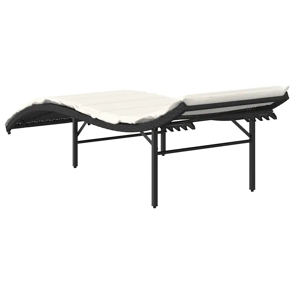 Lettini Prendisole 2 pz | Sdraio da giardino | Lettino da sole con Cuscini Neri in Polyrattan