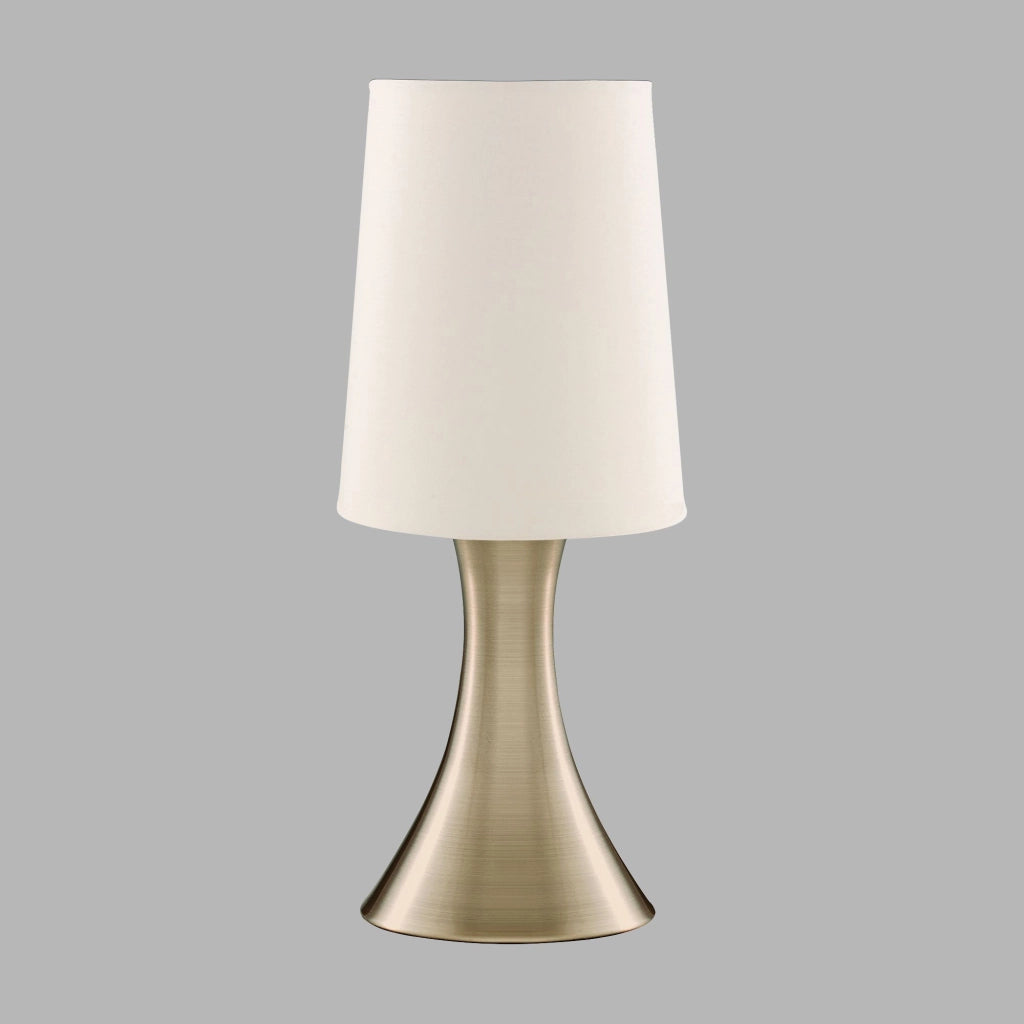 Abatjour Contemporaneo Tocco Acciaio Ottone Tessuto Crema 1 Luce E14