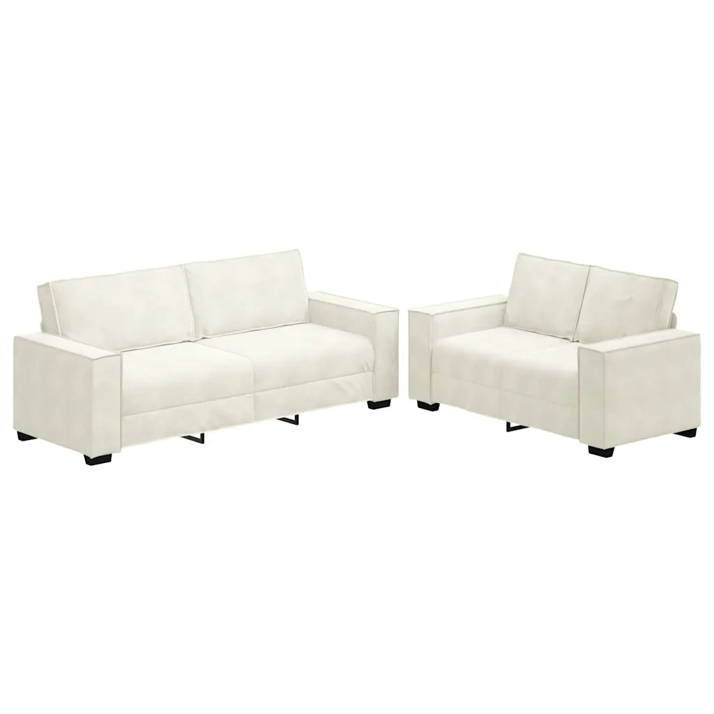 Set di Divani 2 pz con Cuscini Crema in Velluto 3324708