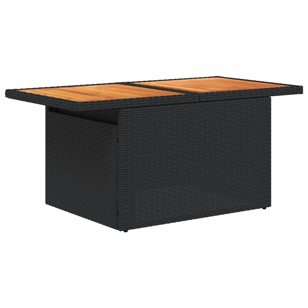 Tavolo da Giardino Nero 100x55x73 cm Polyrattan e Legno Acacia 365976