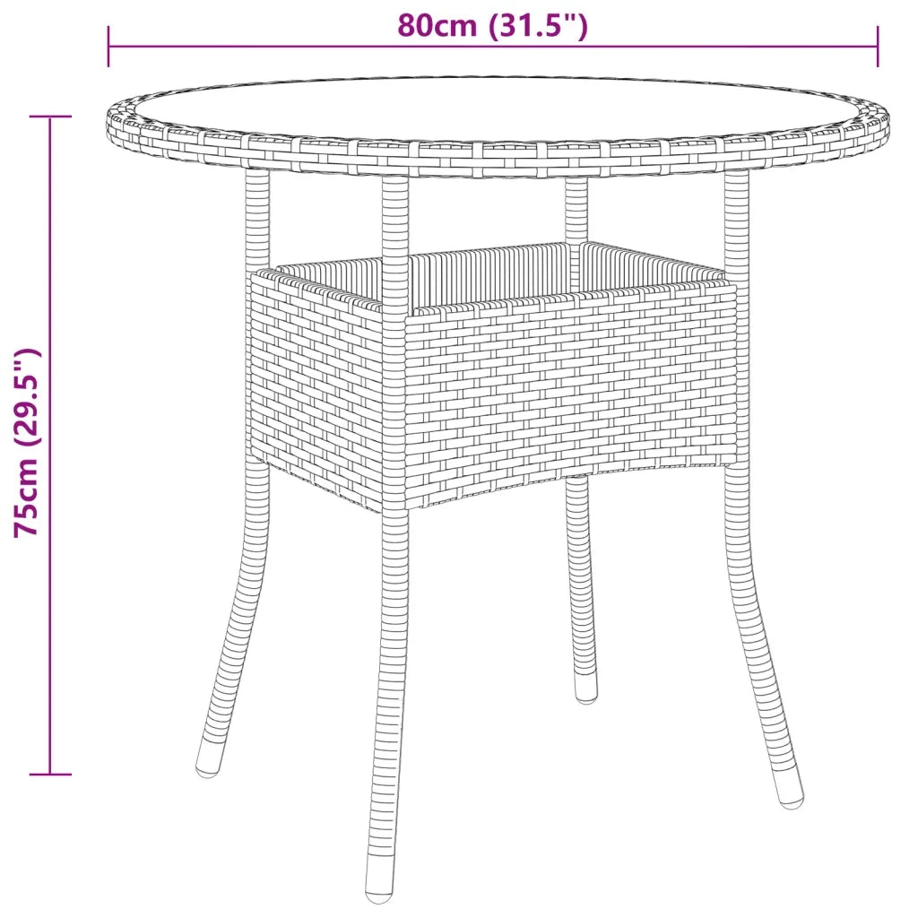 Set da Pranzo per Giardino 3pz in Polyrattan Marrone cod mxl 37939