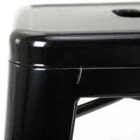 Set 4 Sgabelli da Bar in Metallo con Poggiapiedi per Interni ed Esterni, 43x43x76 cm, Nero