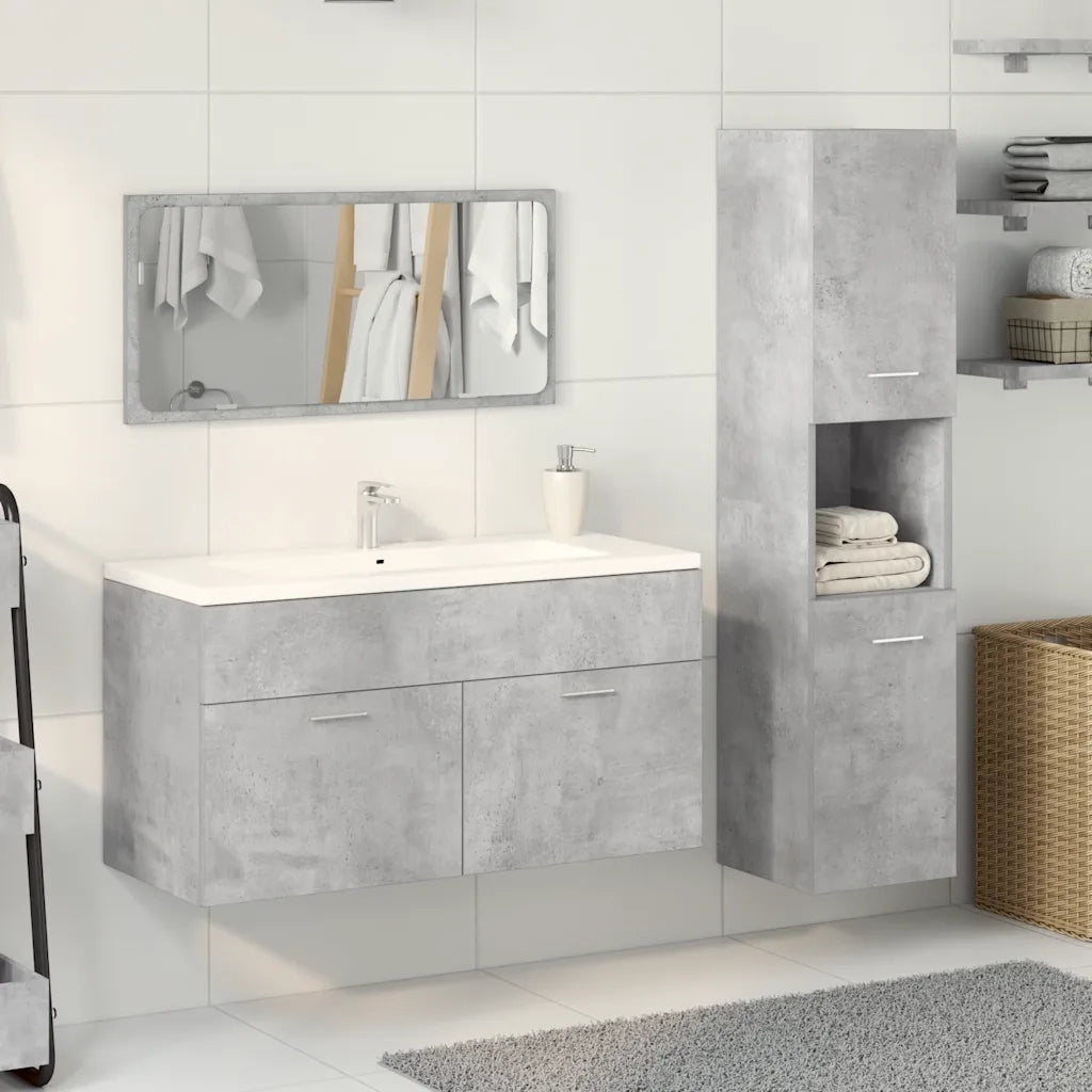 vidaXL Set Mobili da Bagno 3 pz Grigio Cemento in Legno Multistrato