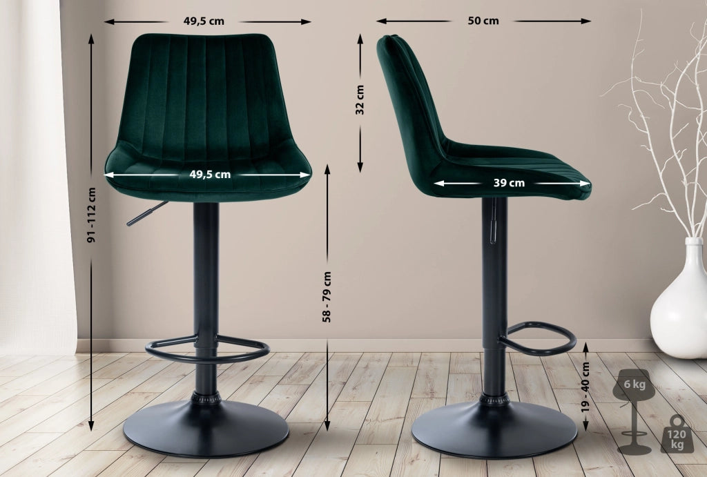 Sgabello Toni Velvet verde,nero