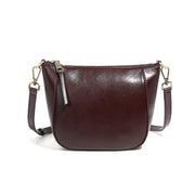 Borsa a tracolla da donna in vera pelle, elegante borsa tote viola