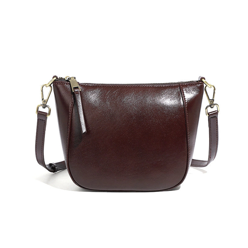 Borsa a tracolla da donna in vera pelle, elegante borsa tote viola