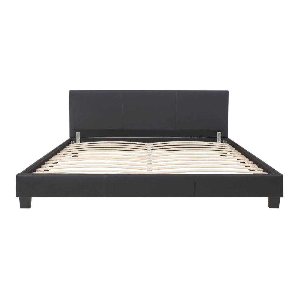 Letto Matrimoniale a Testiera Alta Letto a 2 Piazze 160x200 cm Rivestimento in Similpelle Nero Corium