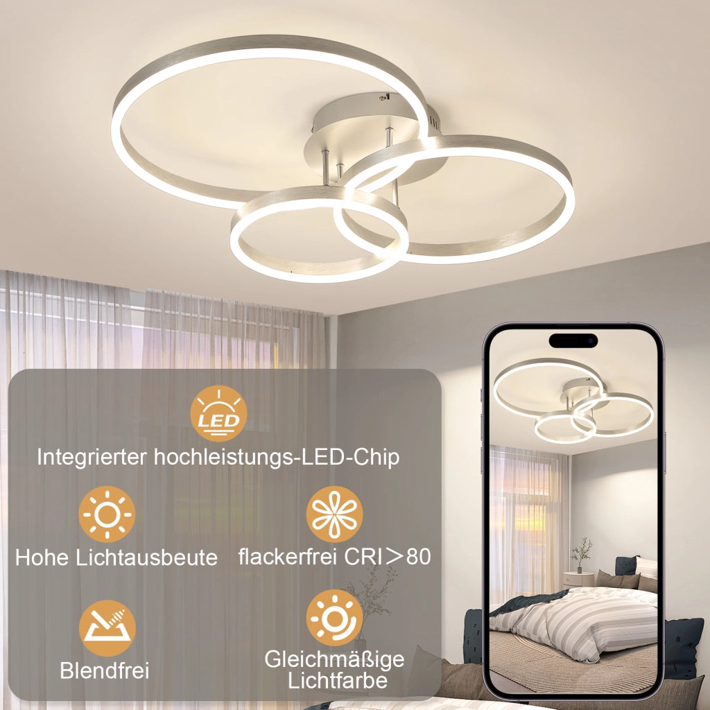 ZMH Lampada da soffitto plafoniera LED moderna 82 cm dimmerabile telecomando oro 74W