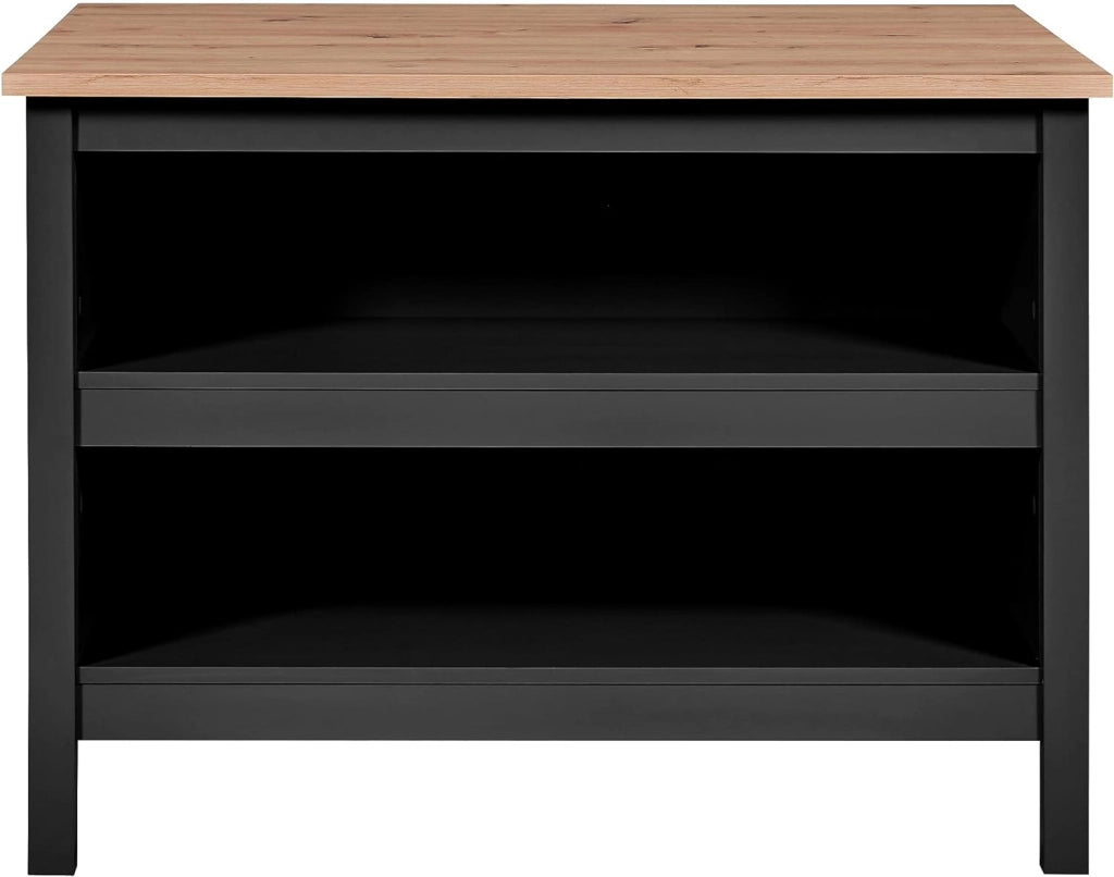 Isola per cucina redenza 2 ripiani cm 124x75x82h Helina Nero e rovere INTER LINK