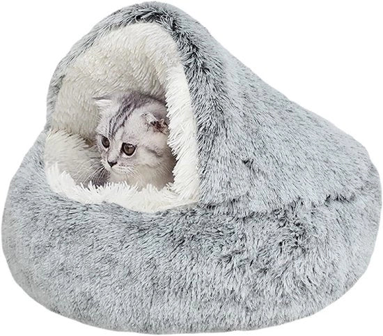 Letto per gatti morbido e rilassante, lavabile e ansia calmante, per gatti da appartamento e piccoli cani - Grigio, M (50 cm)