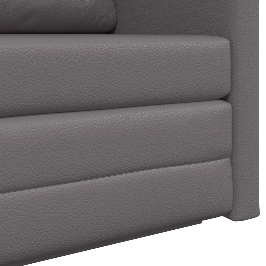 Divano Letto da Pavimento 2 in 1 Grigio 124x71x78 cm Pelle Sintetica