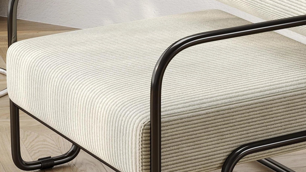 Poltrona Lounge Moderna ¨C MINIMAL ¨C Velluto a Coste, Gambe in Metallo Nero, 68x73x70