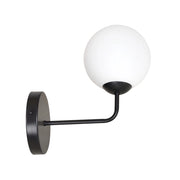 Applique Moderna 1 Luce Susanoo In Acciaio Nero E Vetro A Sfera Bianco