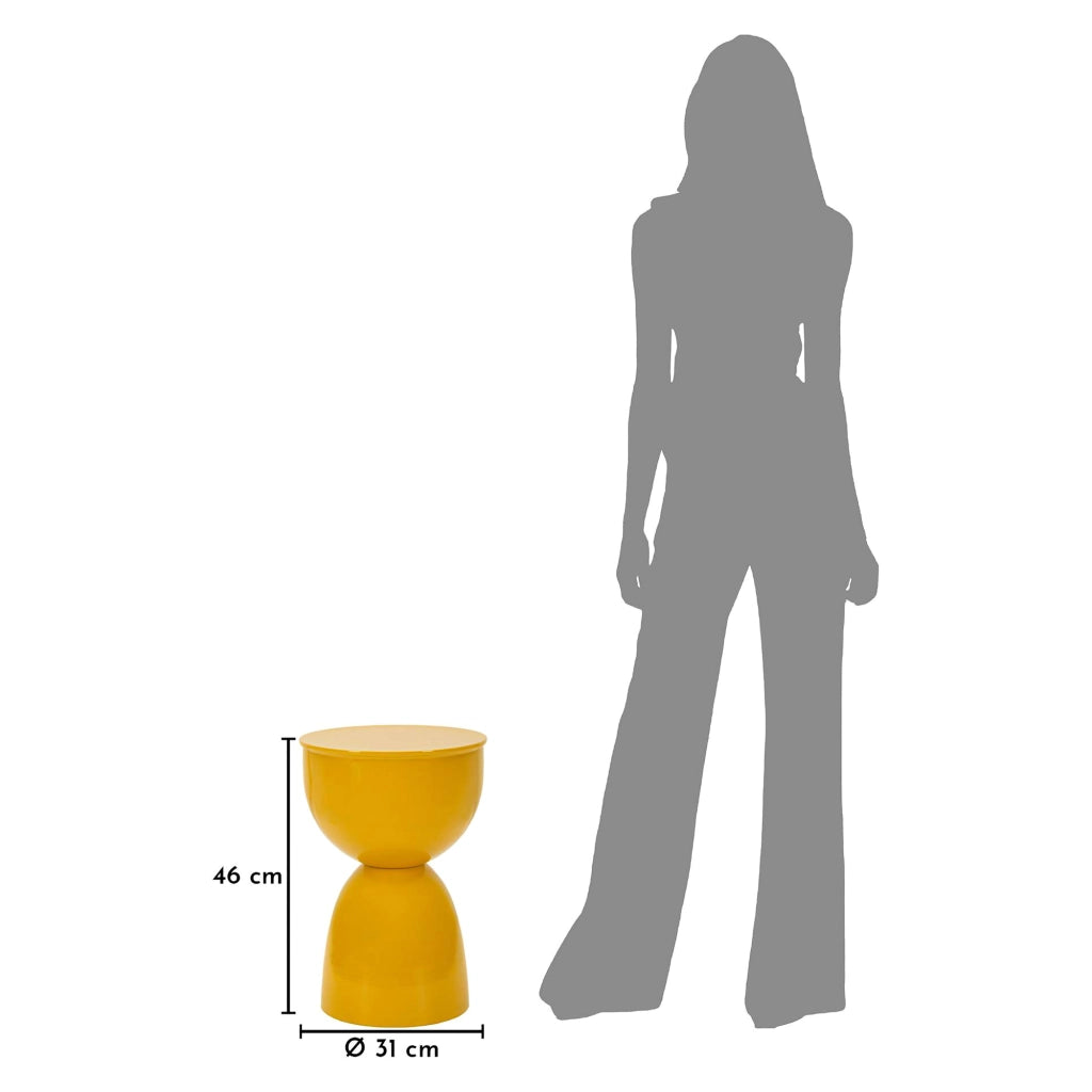 Gorkha, Tavolino da Salotto Forma Rotondo, 33x50x33h cm Giallo Senape