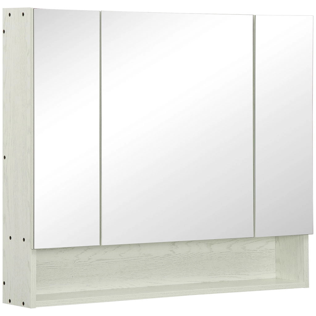 ARMADIETTO A SPECCHIO PER BAGNO CON RIPIANI REGOLABILI 3 PORTE 90X15X75CM