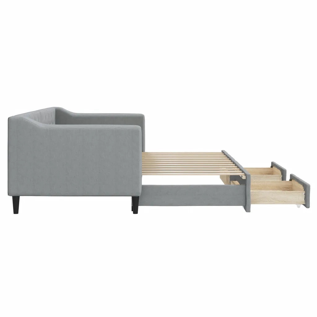 Divano Letto Estraibile Cassetti-Sofa Letto-Daybed Grigio Chiaro 80x200cm Tessuto 164433