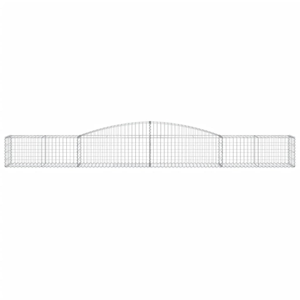 Set di 8 gabbioni ad arco per recinzione gabbia o muro di contenimento 400 x 50 x 40/60 cm ferro zincato argento 02_0041235