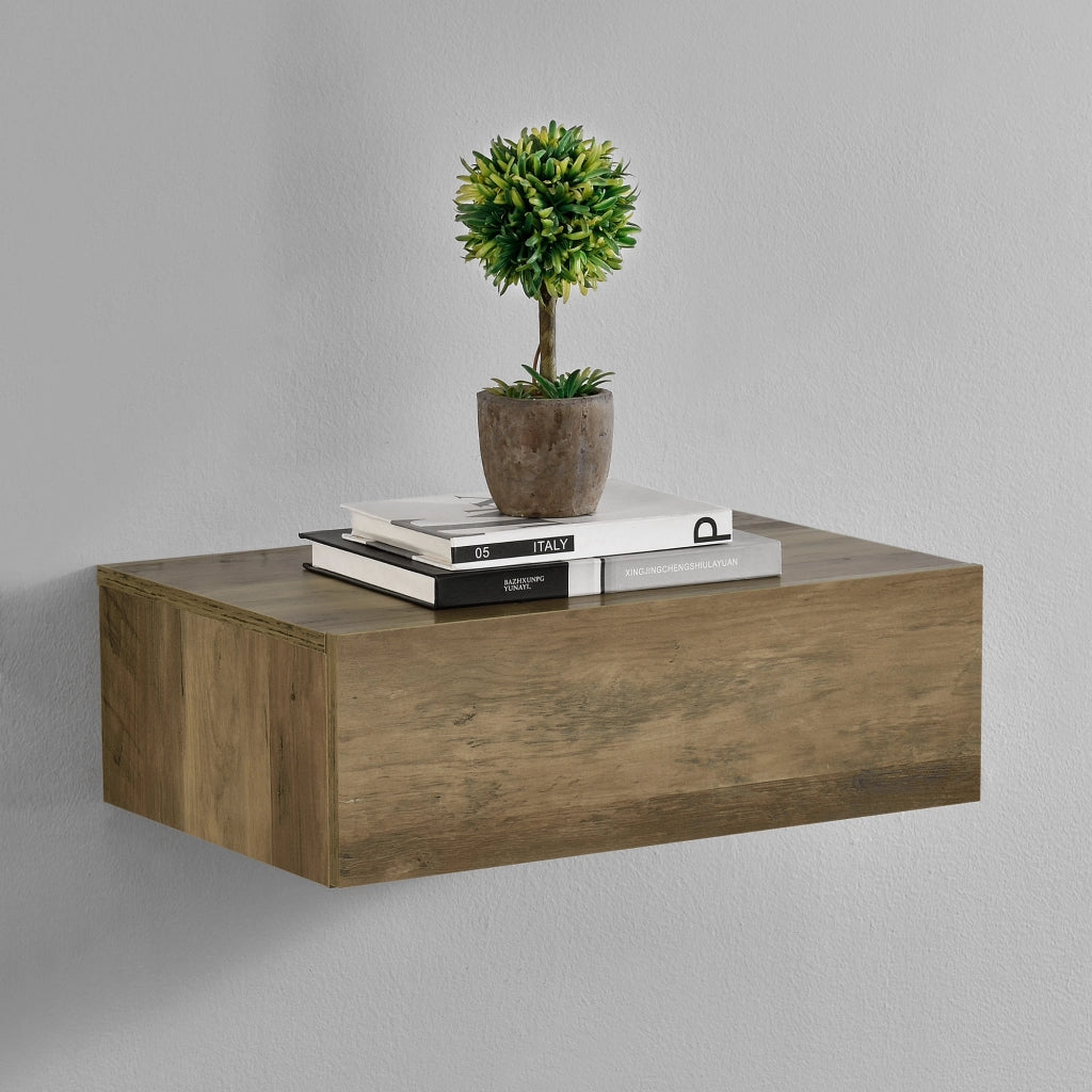 Set di 2 Comodini da Parete con Cassetto 46x30x15 cm Effetto Legno / Bianco Opaco [en.casa]