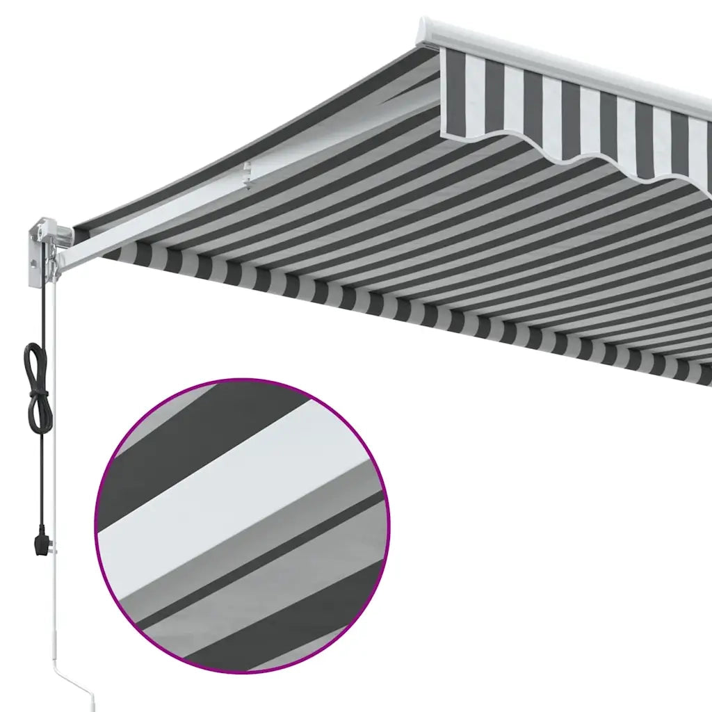 Tenda retrattile-Tenda parasole per balcone Antracite e Bianca 3,5x2,5m Tessuto/Alluminio 453695
