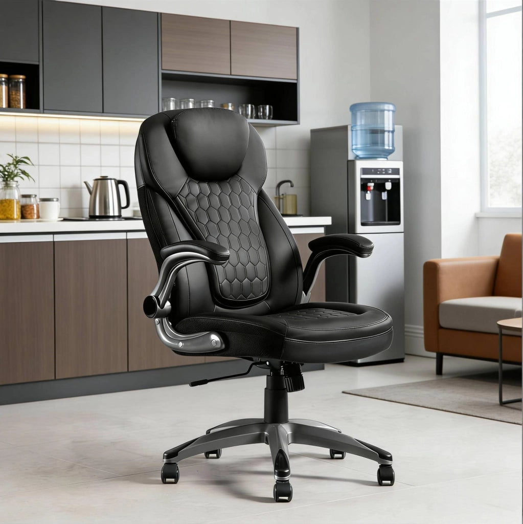 Sedia da Ufficio con Schienale Alto, Executive, Regolabile in Altezza, Nero