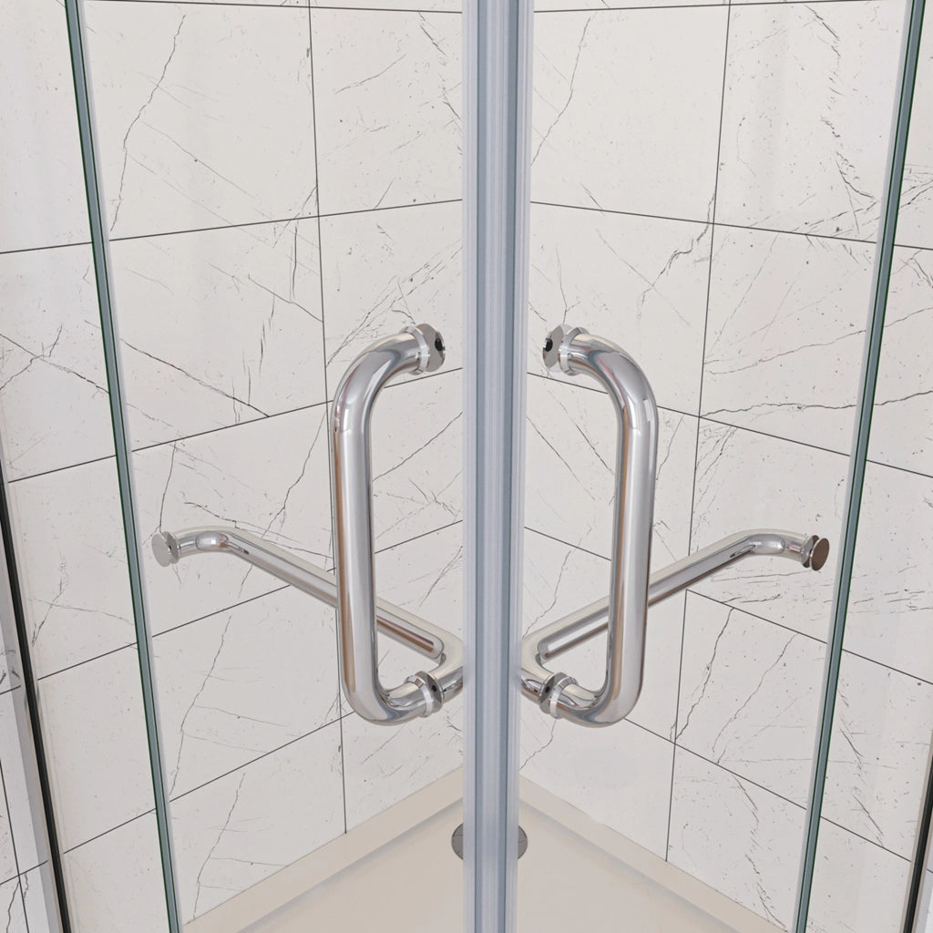 120x100x190 cm Box Doccia Angolare Porte Battenti in Vetro 8 mm Temperato Trasparente Anticalcare Ante con Barre Stabilizzatrici