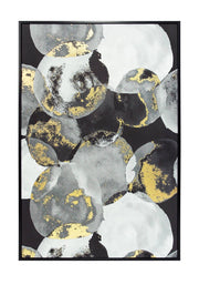 Quadro Hispanohogar in poliestere cerchi nero, bianco e oro 92x62