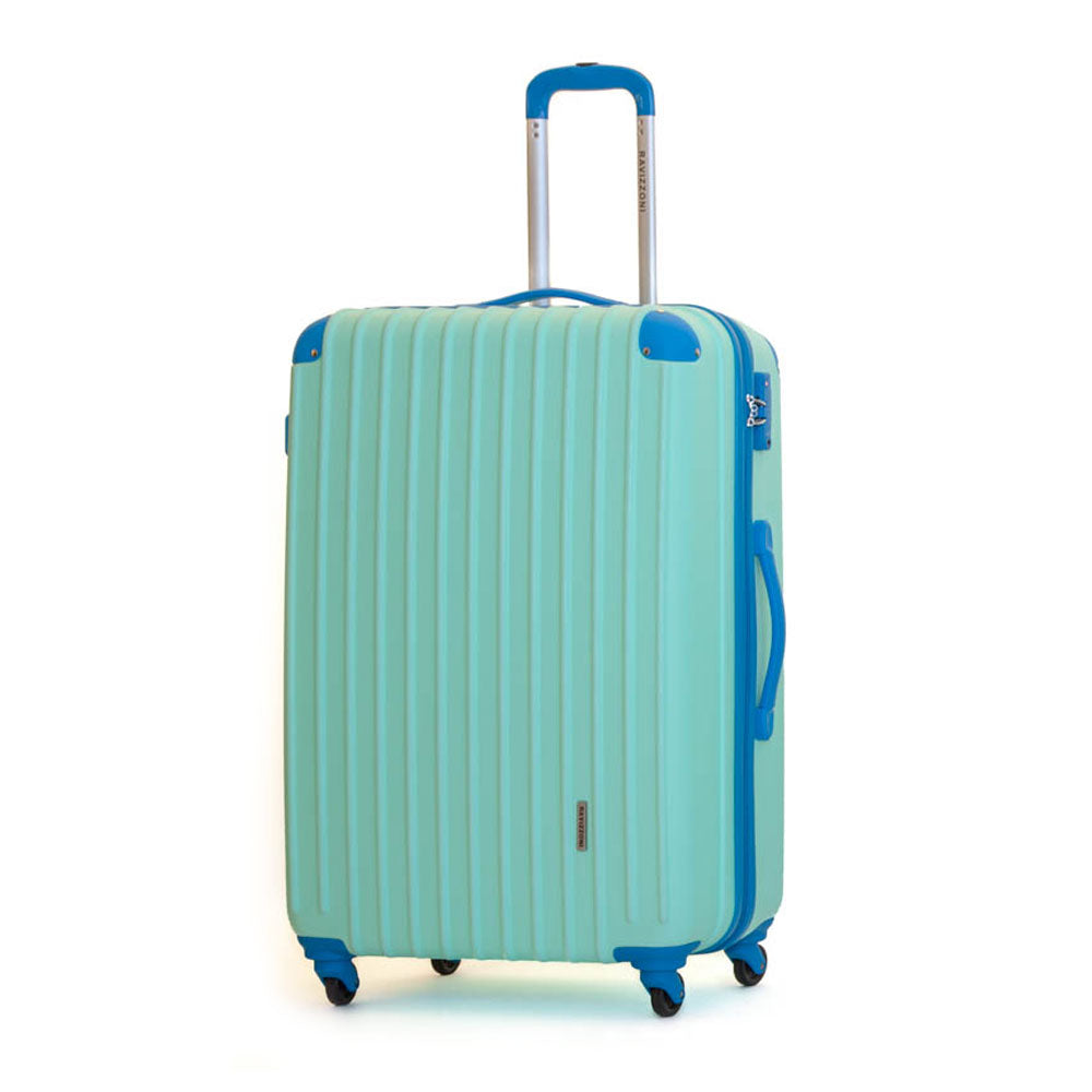 Trolley Valigia Grande Rigida in ABS 4 Ruote TSA Ravizzoni Luna Verde Acqua